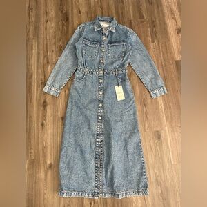 Zara Blue Denim Midi Dress